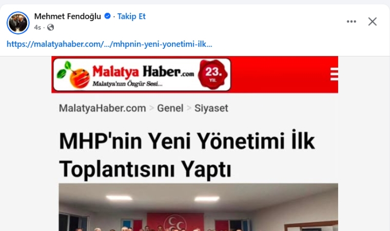 MHP Malatya Milletvekili Fendoğlu Solcu Kartel Medya'yı Reklam Etti